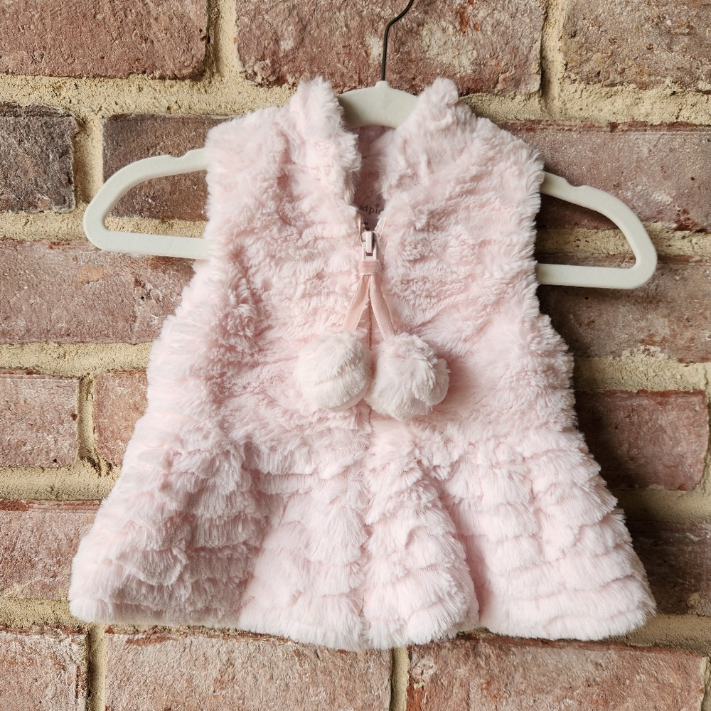 Mud Pie Pink Faux Fur Peplum Vest 12-18M